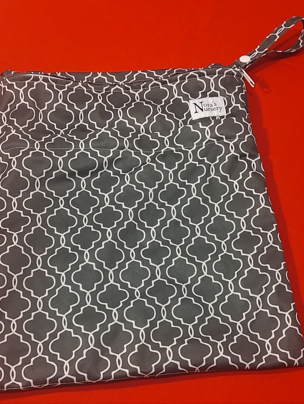 Noras Nursery Gray Wet Bag Diaper Laundry Double Zip Stroller Pouch 11x15 clean